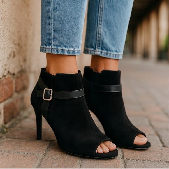 Marc Fisher QMShimmee A278423 Black Ankle Heel Boots Size 7 - Picture 1 of 10